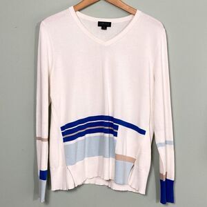 Carlisle Collection Sweater Sample V Neck Cotton Silk Womens Small Nautical